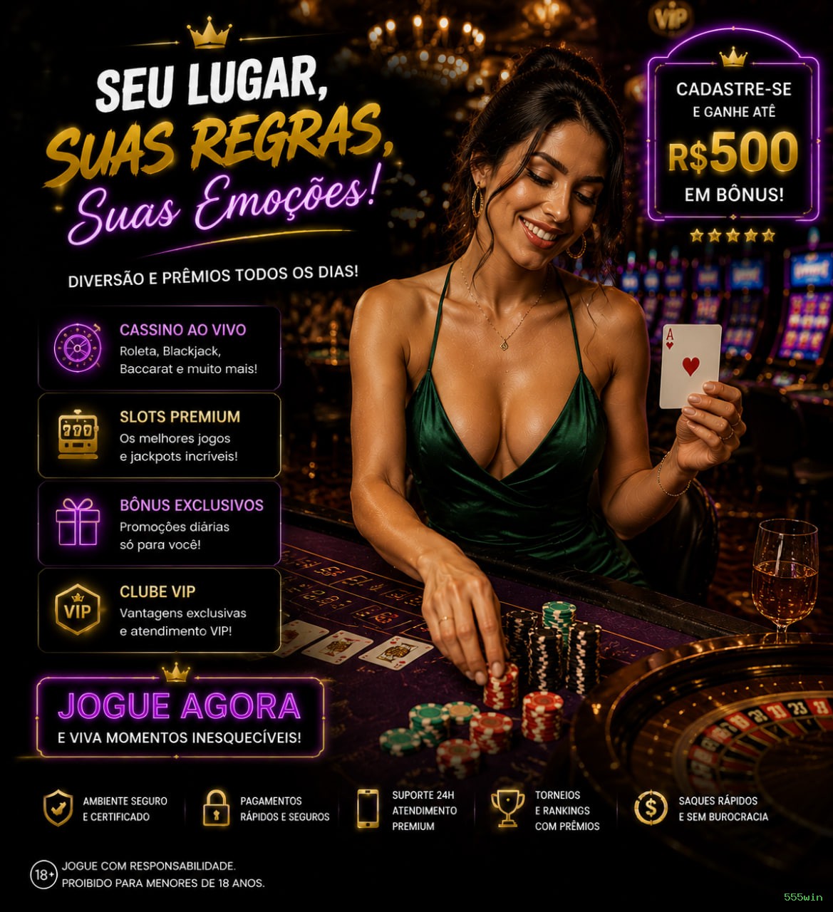 Roleta e blackjack 555win